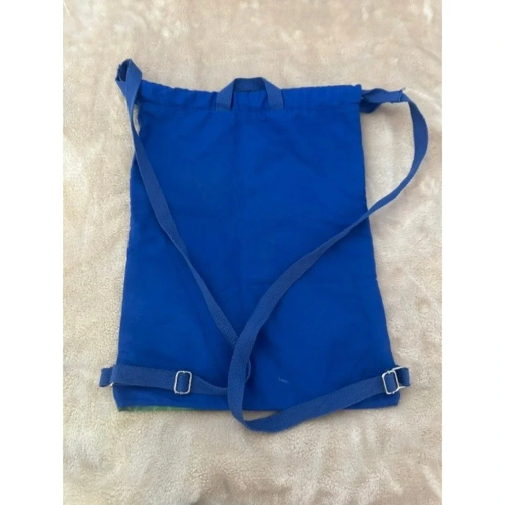 Walt Disney World Vintage Drawstring Backpack Mickey Minnie Goofy Blue Cinch Bag